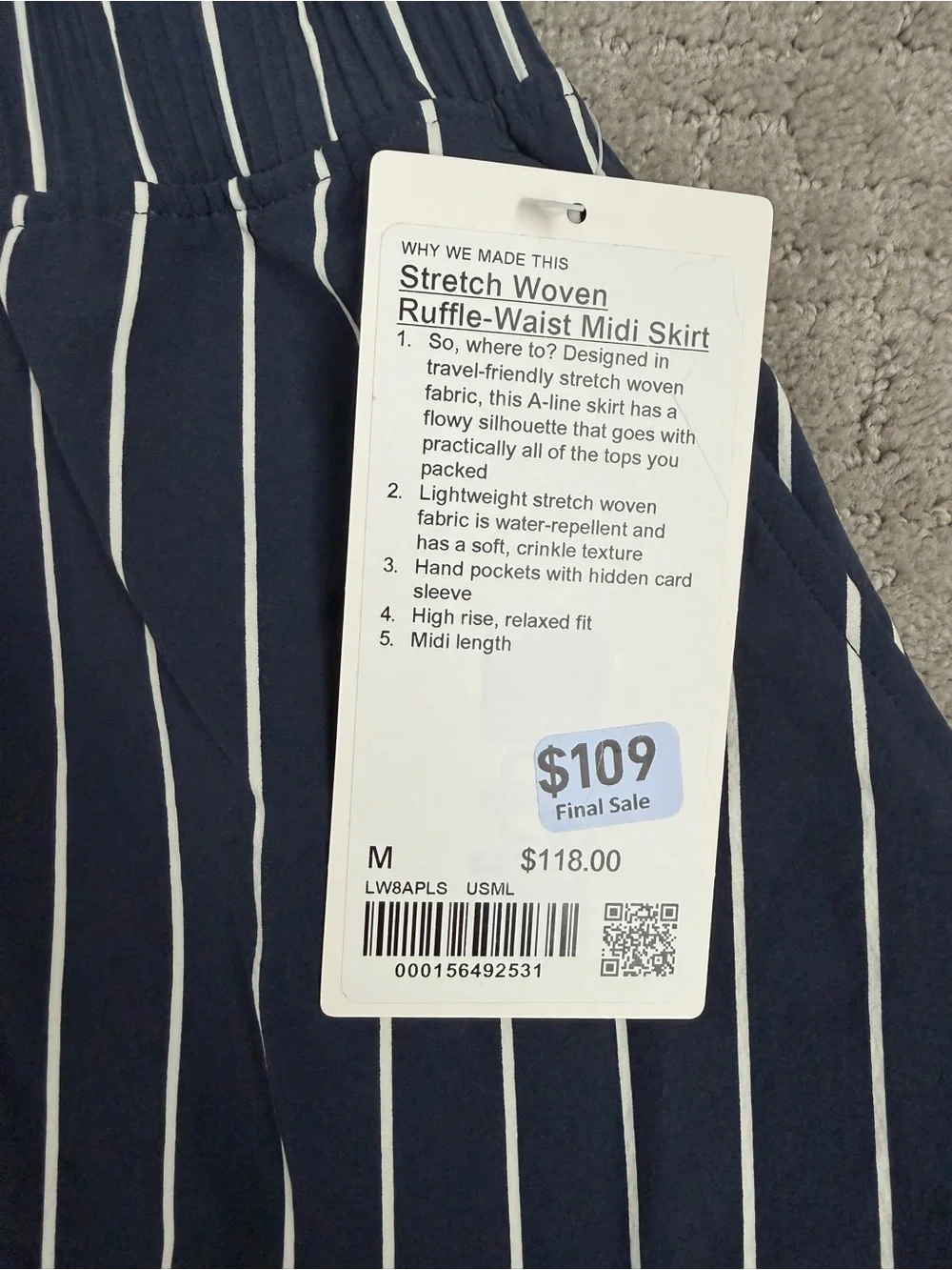 Lululemon Stretch Woven Ruffle-Waist Midi Skirt.